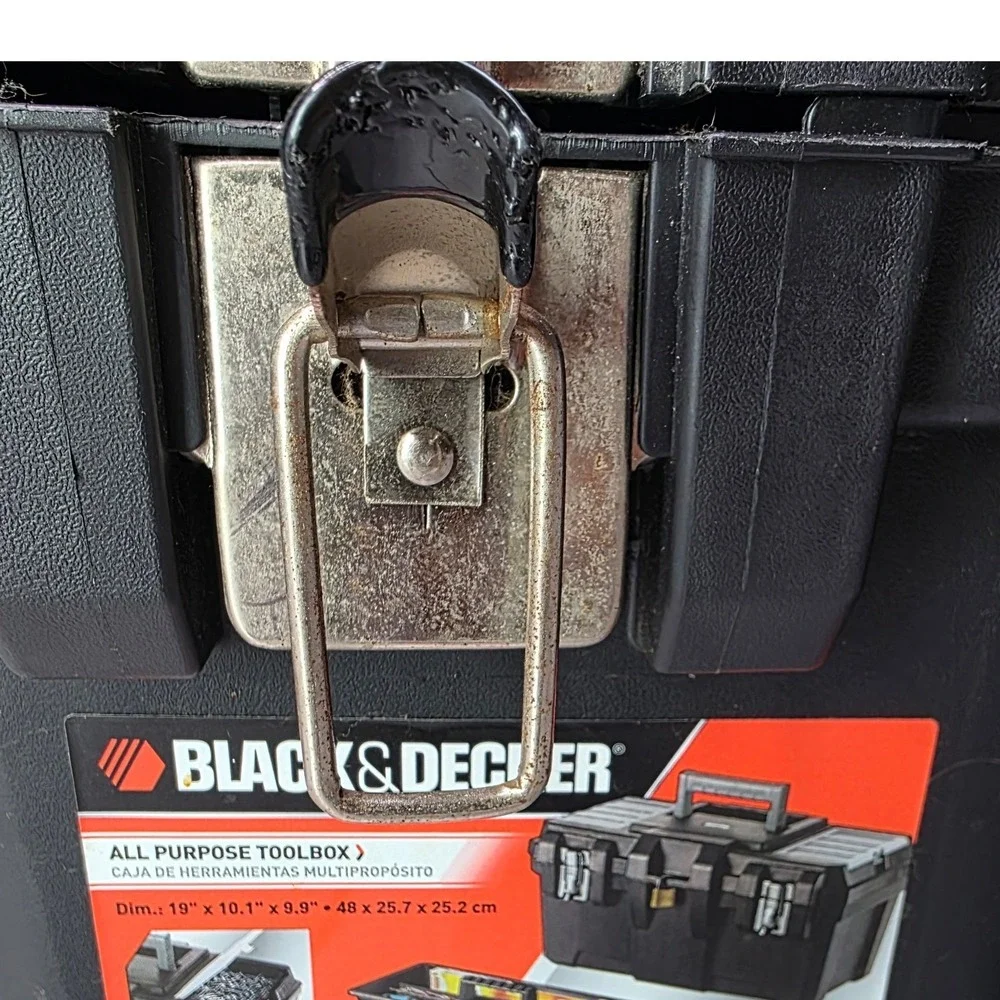 Black & Decker 19 Inch All Purpose Toolbox Metal Latches Black Plastic 17185157